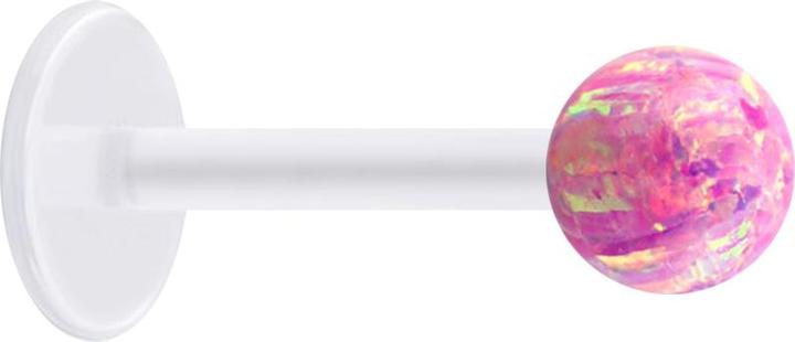 Produktbild Star Piercing Micro Labret transparent mit Kugel Opal pink (ohne Messing, Bioflex)