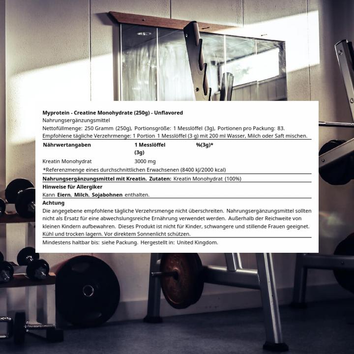 Immagine prodotto MyProtein Creatina monoidrato (confezione da 250 g) (1 Pezzo/i, Polvere, 250 g)