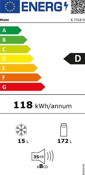 Energy Label Miele Refrigerator K 7318 D (187 l)