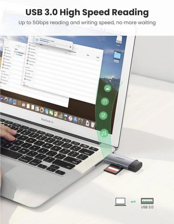Image du produit Ugreen USB-C et USB-A - TF SD 3.0 (USB, USB-C)