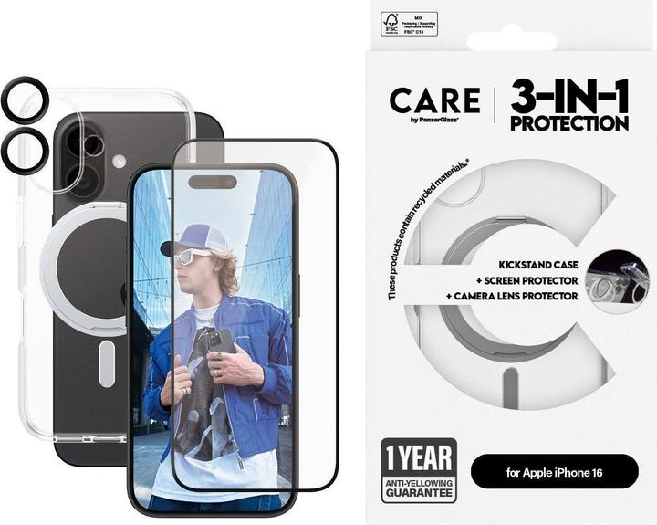 Produktbild PanzerGlass CARE Feature 3-in-1 Ceramic Bundle iPhone '24 6.1" (1 Stück, Apple iPhone 16)