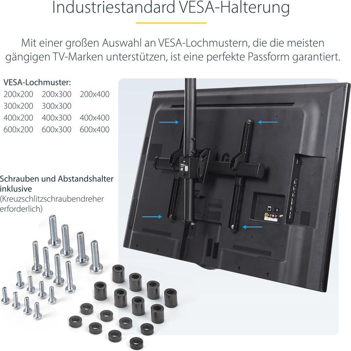 Produktbild StarTech Flat-Screen TV Ceiling Mount (Decke, 75", 50 kg)