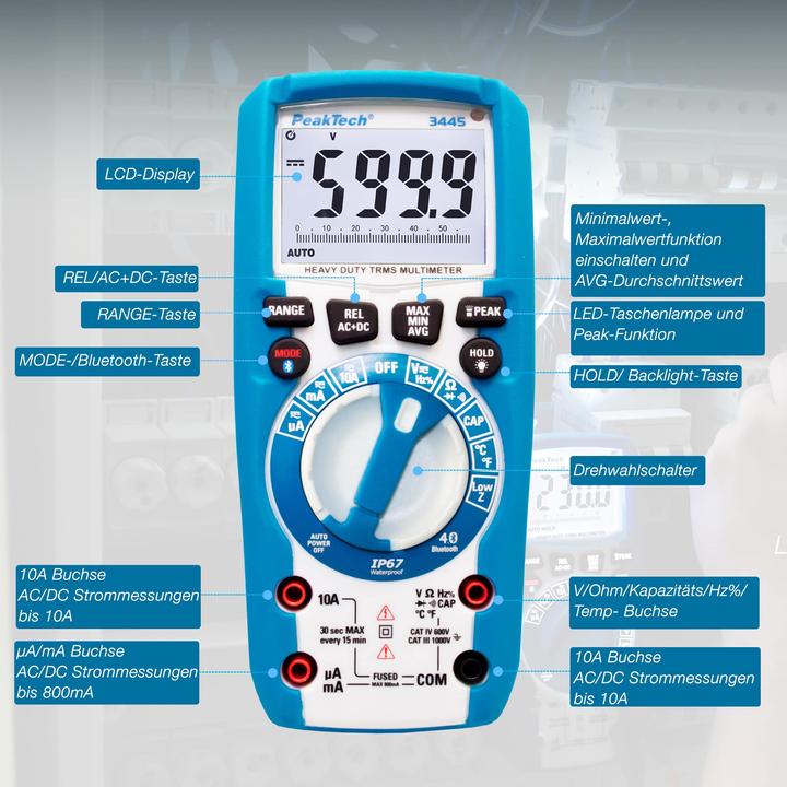 Actual product image Peaktech P 3445 True RMS digital multimeter (CAT III 1000V, CAT IV 600V)