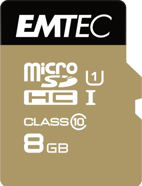Produktbild Emtec Gold+ Flash-Speicherkarte (SD-Adapter inbegriffen) (8 GB, microSDHC, U1, UHS-I)