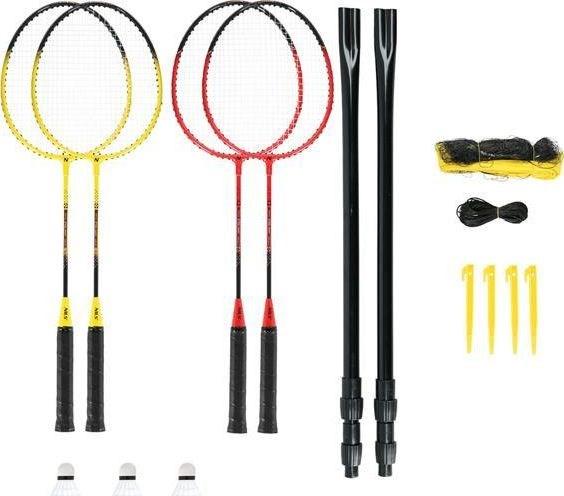 Immagine prodotto Nils NRZ264 Set badminton in alluminio 4 racchette 3 frecce a molla 600x60cm custodia rete