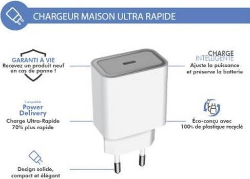 Actual product image Bigben Connected FPCar Charger1 portC PD 30WRecycledWhite (30 W)