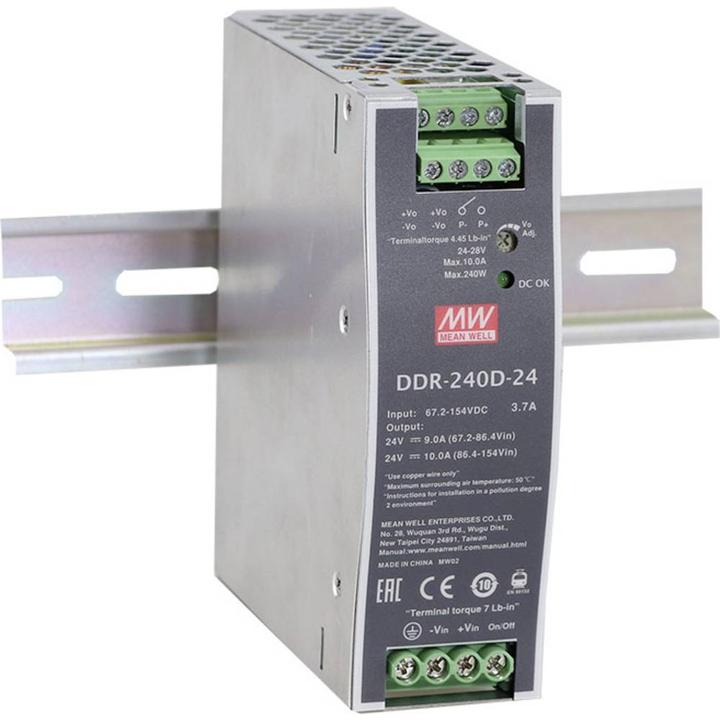 Actual product image MeanWell DDR-240B-24 DIN rail DC/DC converter (DIN rail) 24 V/DC 10 A 240 W 1 x