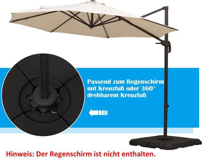 Image du produit Swisshandel24 Poids de parapluie, porte-parapluie 4 pièces, à remplir avec 80 eau ou 120 sable, HDPE, noir