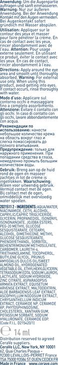 Image du produit CeraVe Crème Réparatrice Contour Yeux (Crème, 14 ml, Jour + nuit)