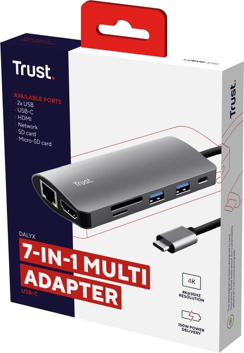 Image du produit Trust Station d'accueil Dalyx 7-en-1 USB-C (USB-C, 1 Ports)