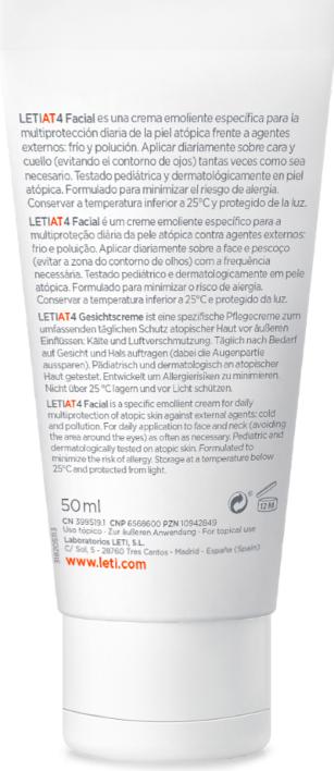 Actual product image Leti LETIAT4 Atopic Skin Facial Cream, 50 ml Cream (50 ml, 24h cream)