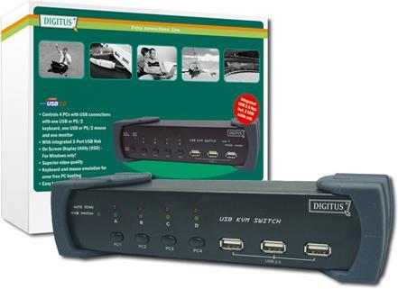Produktbild Digitus DC-12201-1, 4-Port KVM Switch 2x USB/PS2, VGA
