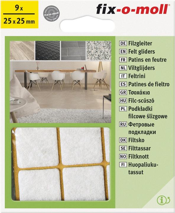 Immagine prodotto Fix-o-moll Piedini in feltro 3 mm / 25 x 25 mm 9 x (Alianti in feltro, 9 Pezzo/i)