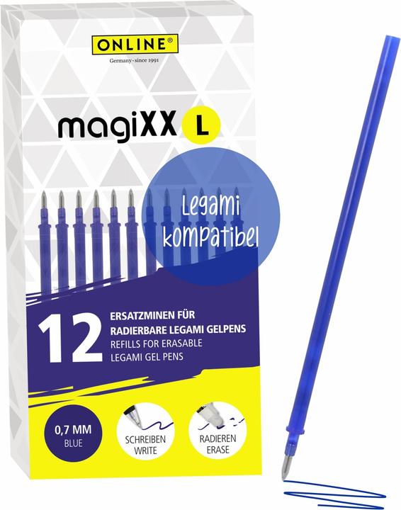 Online 12er Pack Gel-Mine magiXX L radierbar, blau (Gelmine, Blau, 0.70 mm)