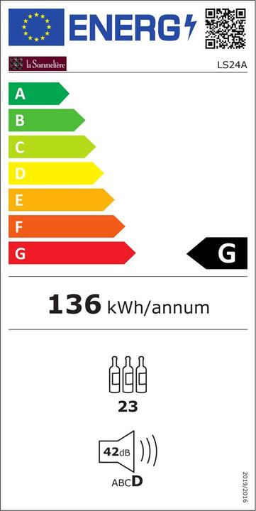 Energie-Label La Sommelière Weinkühlschrank LS24A 1 Zone