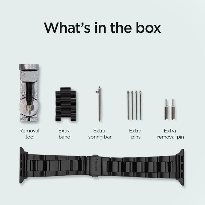 Actual product image Spigen MODERN FIT BAND Apple Watch 4 / 5 / 6 / 7 / 8 / SE (38 / 40 / 41MM) BLACK (38 mm, 40 mm, 41 mm, Stainless steel)
