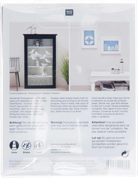 Produktbild Rico Design Kreidemarker 6 Stück, Mehrfarbig (Weiss, Beige, Blau, Gelb, Grau, Grün, Hellgelb, Olivgrün, Hellblau, Blaugrau, 3 mm, 6 x)