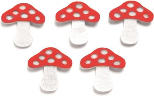 Produktbild Glorex Filz-Pilz 5St, 5,5cm rot/weiss