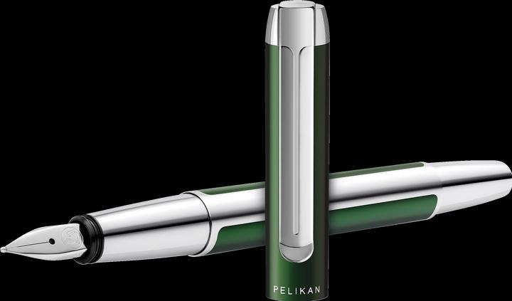 Actual product image Pelikan Fountain Pen PURA P40 Forest Green M Gift Box (Forest green-silver, 1 x)