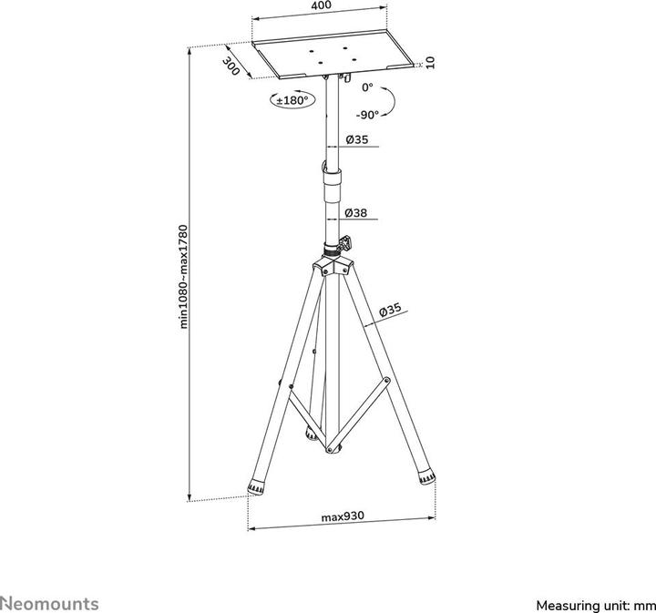 Produktbild Neomounts Notebook Ständer Laptop, Projektor & Flachbildschirm Bodenständer