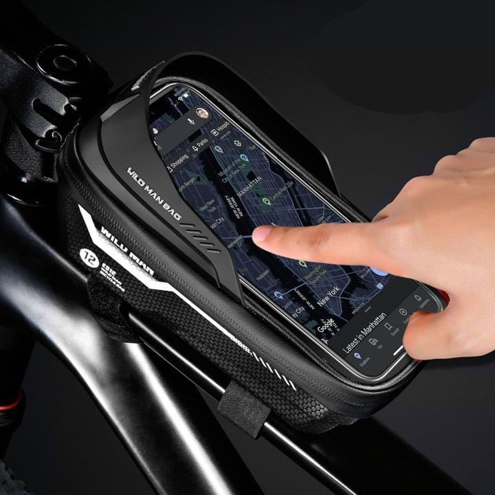 Actual product image Wildman Bicycle accessory traveling bag for bike frame with zipper 1L (4 "- 7") ES12 black (1 l, Frame bag)