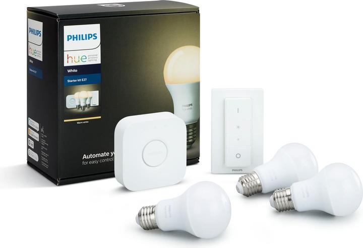 Actual product image Philips Hue White Starter Set (E27, 9.50 W, 800 lm, 3 x)