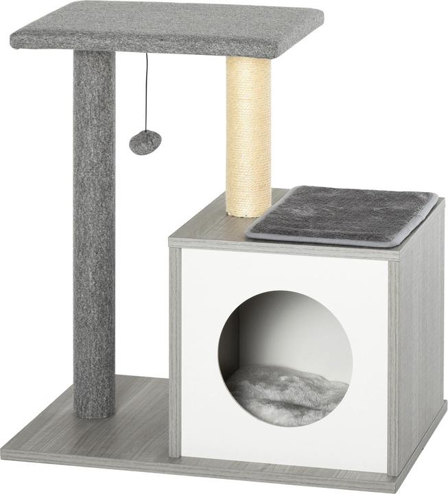 Immagine prodotto PawHut Albero per gatti con tana di coccole (62 cm, Grigio)