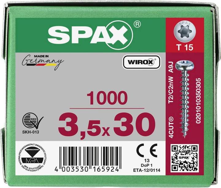 Produktbild Spax Spanplattenschrauben PH T15 3,5x30 mm (1000 Schrauben pro Stück)