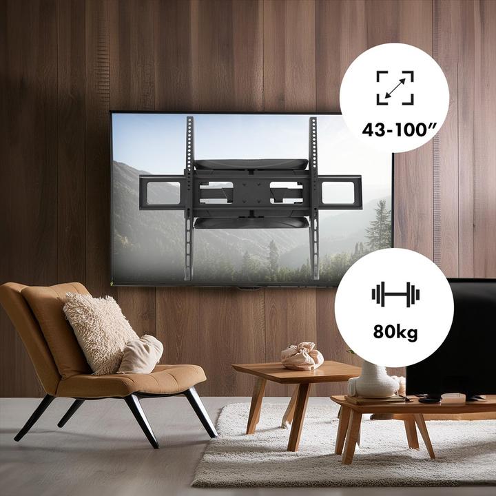 Image du produit Maclean Support TV max VESA 800x600 43-100 80kg réglage de l'angle horizontal et vertical (Mur, 100", 80 kg)