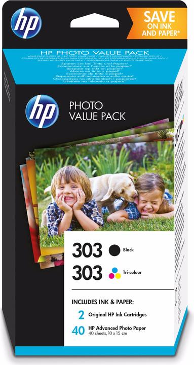 HP 303 avec papier photo (M, C, Y, CF)
