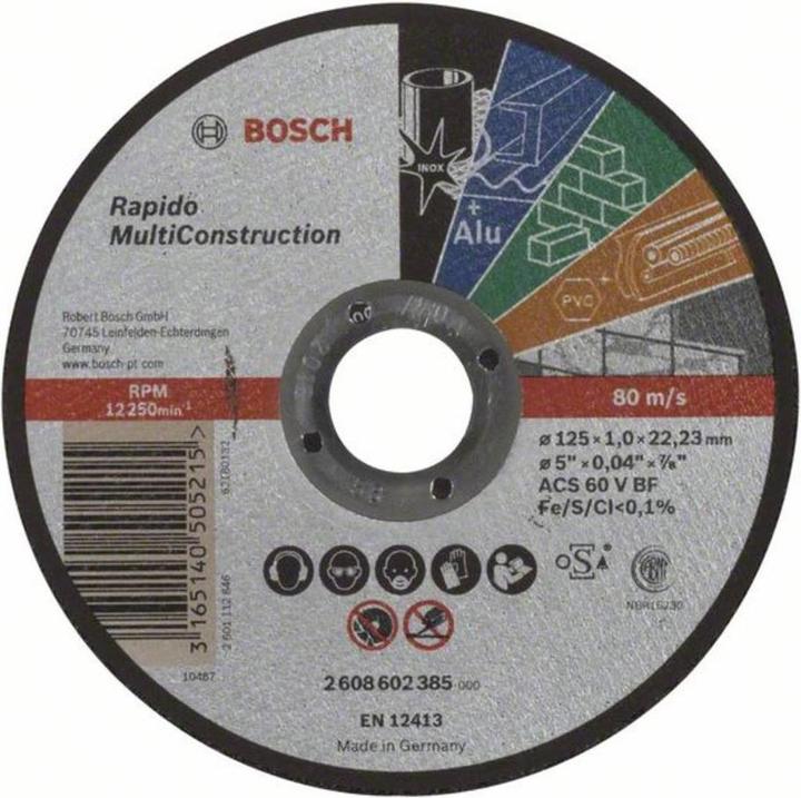 Bosch Professional Zubehör PRO Disco da taglio multi materiale, 125 x 1 x 22,23 mm