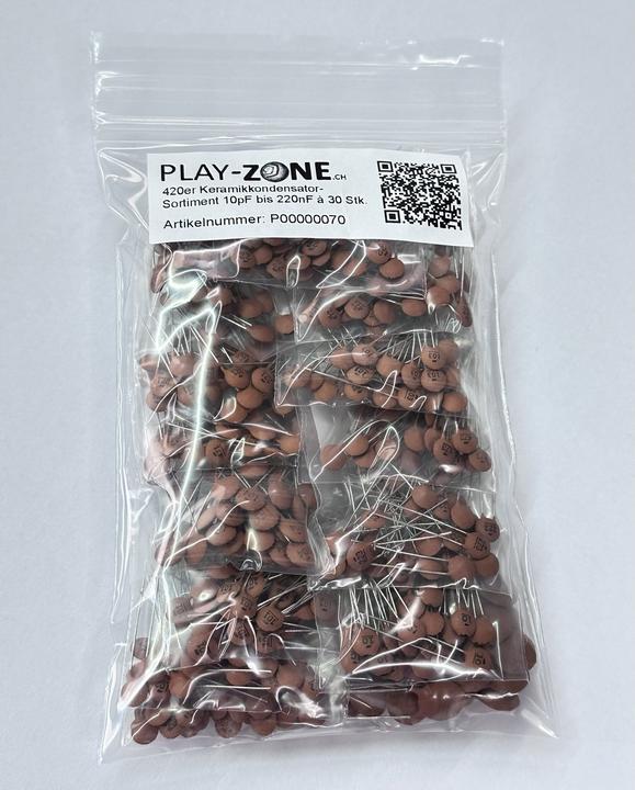 Actual product image OEM 420 ceramic capacitor assortment 10pF to 220nF Ã 30 pcs.