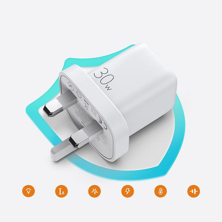 Produktbild Joyroom wall travel charger USB Type C / USB 30W Power Delivery Quick Charge 4,5A (UK plug) white (L (30 W)