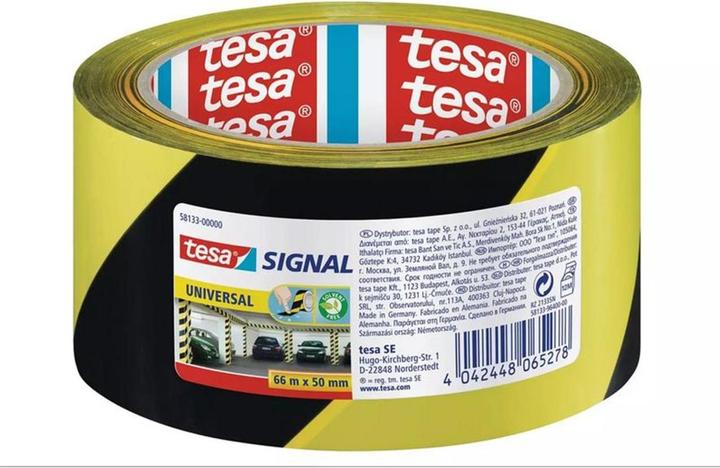 Produktbild tesa UNIVERSAL Signal Markierungsband, selbstklebendes PP Warnband zur permanenten Markierung (50 mm)