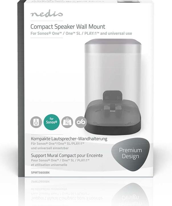 Actual product image Nedis Wall mount, Sonos One/SL/Play:1, fixed - black (1 pcs., Wall installation, Not movable)
