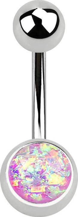 Image du produit Star Piercing Banane argentée avec paillettes d'opale violette (Acier chirurgical 316L, sans laiton)