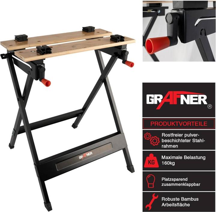 Actual product image Grafner Folding Workbench Clamping Table 160kg WB11039 (36 cm, 61 cm)