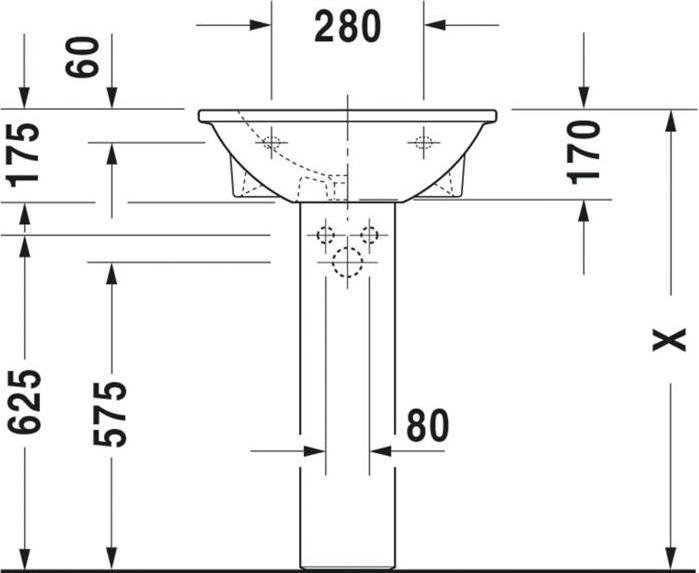 Actual product image Duravit Washbasin DARLING NEW m ÜL HLB 1 tap hole 550x480mm white (480 mm, 550 mm)