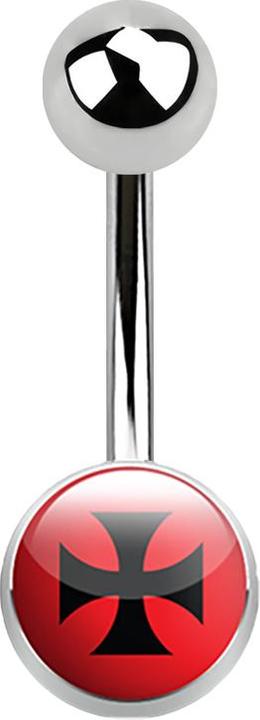 Actual product image Star Piercing Banana silver with logo cross (Surgical steel 316L, without brass)