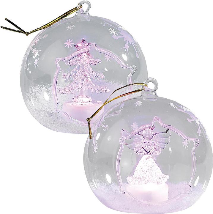 Actual product image Lunartec Mouth blown LED glass ornaments in ball shape, set of 2 (2 -part)