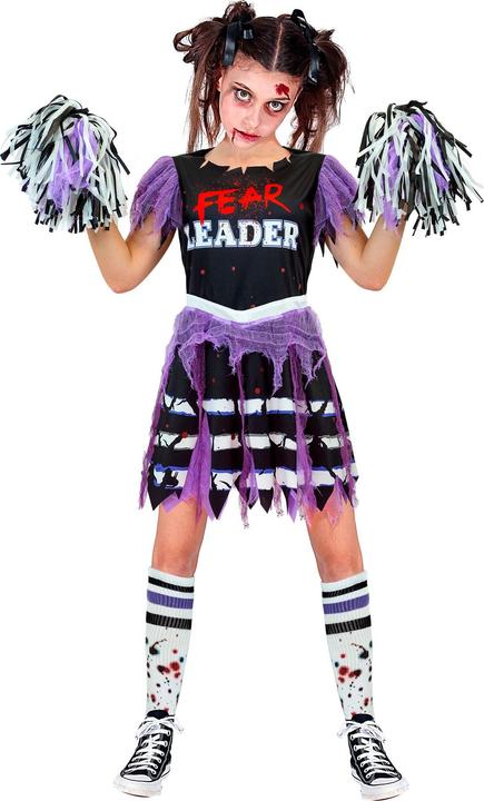 Produktbild Widmann Zombie Cheerleader Kleid, Strümpfe, Pompon (164)