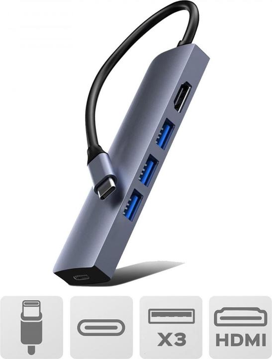 Produktbild Akashi 5 In 1 Hub: USB Type-C- Multiply The Possibilities Of Yo (USB-C)