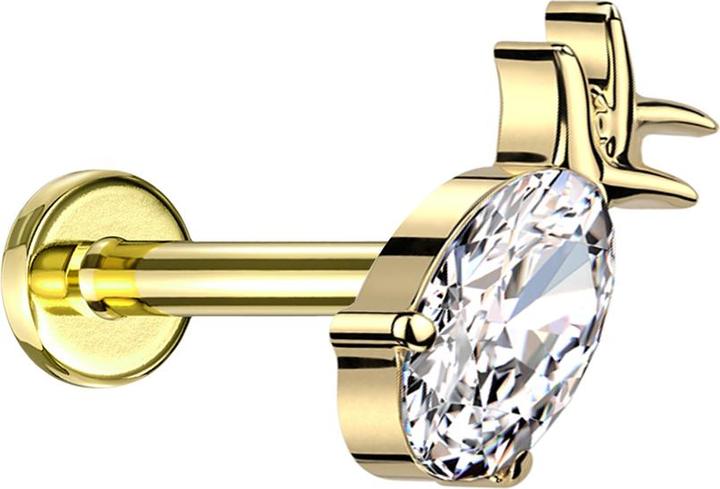 Produktbild Star Piercing Micro Labret Innengewinde vergoldet Ananas vergoldet Kristall silber (ohne Messing, Titan G23)