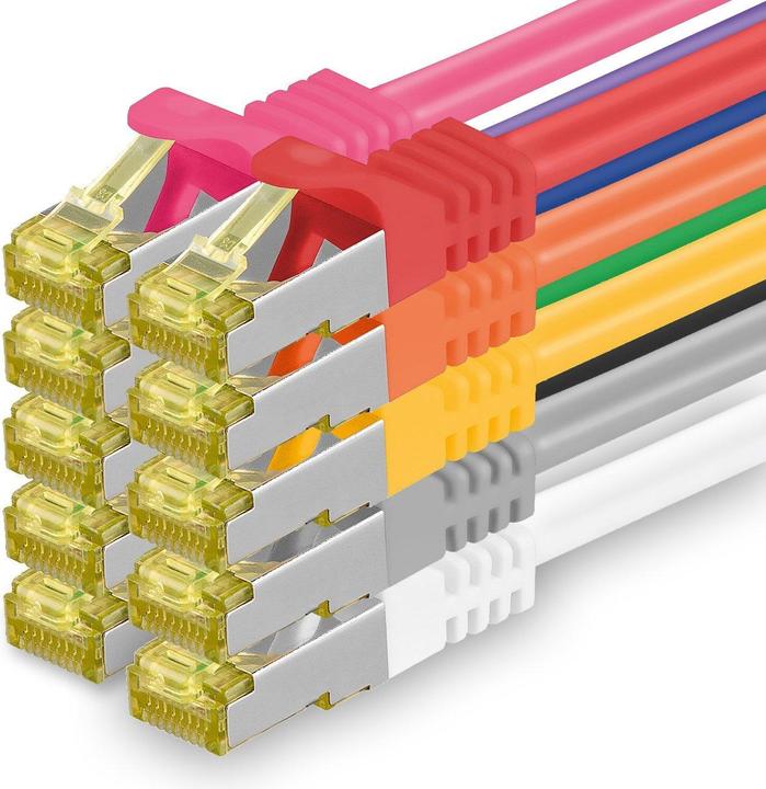 1aTTack Cat.7 Netzwerkkabel-Set (10 Stück) (PiMF, S/FTP, CAT7)