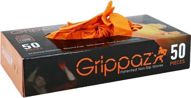 Actual product image Grippaz 246 Orange nitrile gloves 50 pieces O (M)