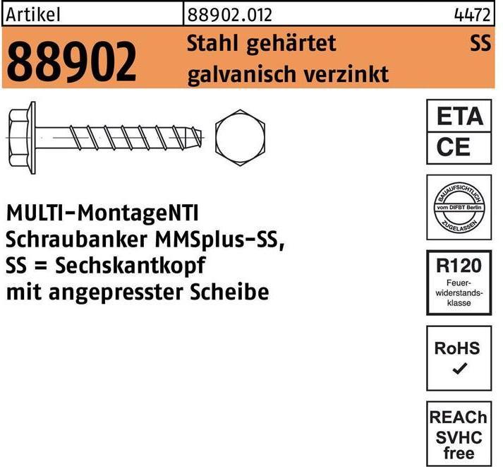 Immagine prodotto Heco MULTI MONTI plus SS vite di ancoraggio 6,0 x 60 mm 100 pz ( 48385 ) vite per calcestruzzo, testa (100 Viti per pezzo)