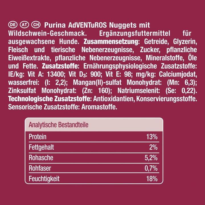 Valori nutrizionali e ingredienti Adventuros Pepite (Adulto, 1 pz., 90 g)
