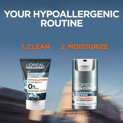 Produktbild L'Oréal Paris LÂ'OrÃ©al Paris - Men Expert Magnesium Defense (Face Wash) 100 ml Cleansing Skin Gel for Sensitive (100 ml)