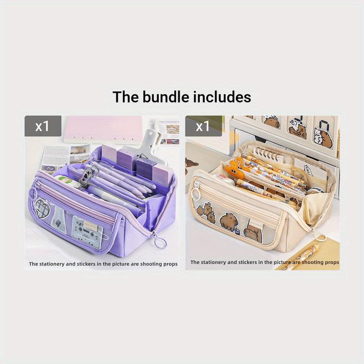 Only-Bags.Store Astuccio portamatite extra large - Organizzatore in poliestere resistente con diversi scomparti per