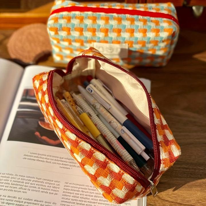Actual product image Only-Bags.Store Rainbow woven stationery bag washable pencil case stationery box large capacity